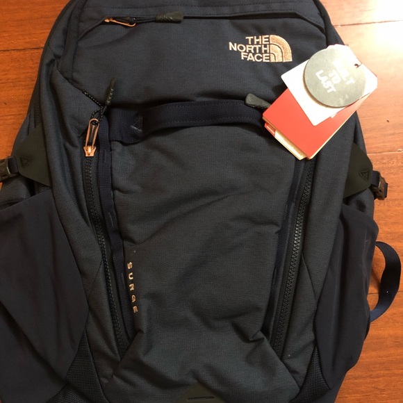 rose gold north face backpack